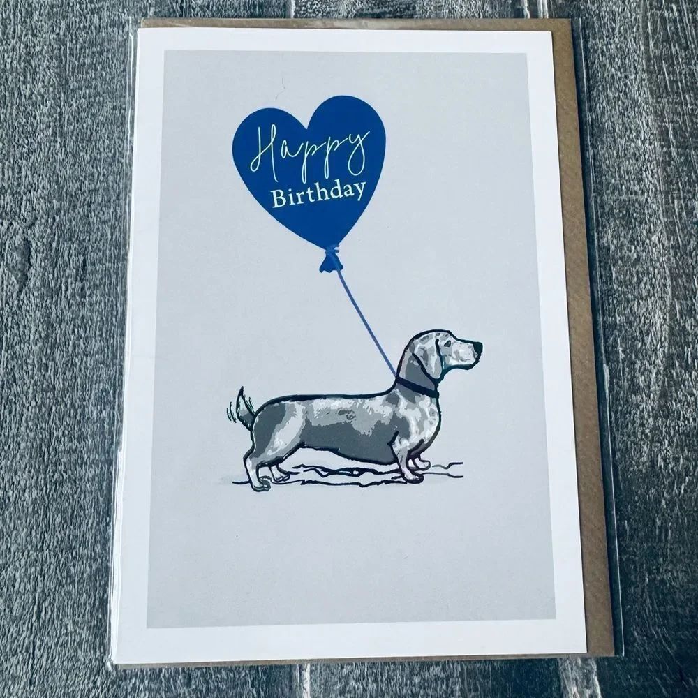 Dachshund Happy Birthday Dog Rainbow Metallic Greeting Card